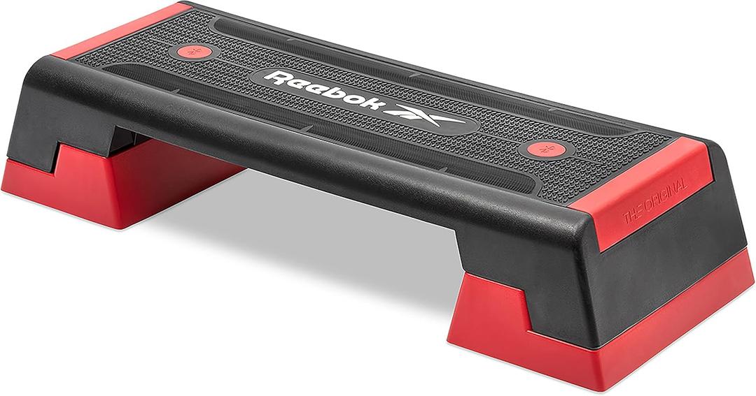 Reebok Fitness Multipurpose Adjustable Aerobic and Strength Training Workout Step Platform for HIIT, Cardio, and General Sessions (Red)
