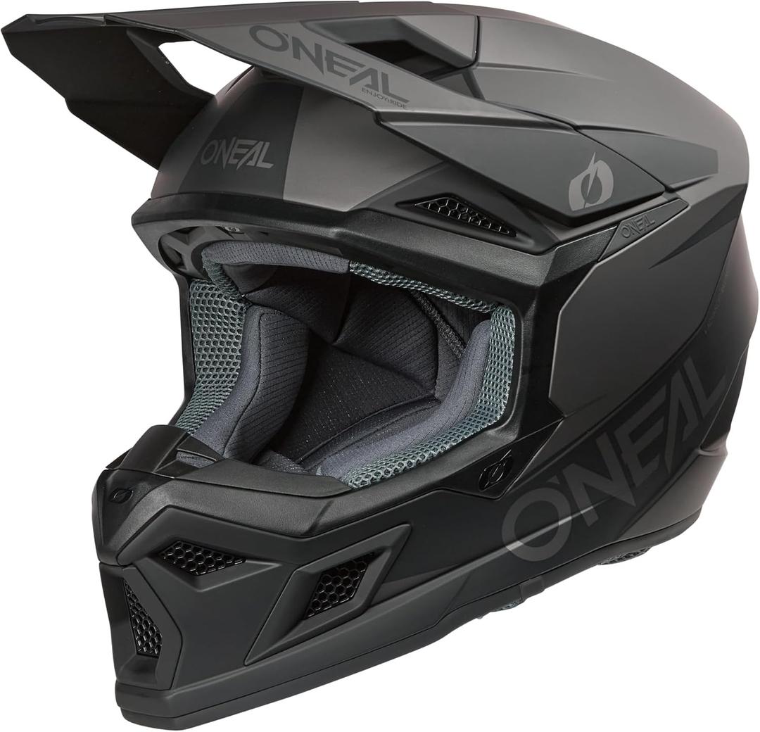 O'NEAL 3 SRS MX Helmet Adult Solid Black/Gray X-Large