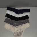 Women's Sexy Lace Thongs V Cheeky Underwear See Through Panties Pack of 5 (Large)