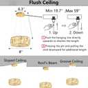 HAIXIANG Modern Crystal Chandelier Dimmable LED 8 Inch Ring Pendant Lights Adjustable Glam Chandeliers Lighting Fixtures for Dining Room Living Room Bedroom Gold Light