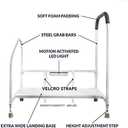 step2bed Bed Rails for Elderly with Adjustable Height Bed Step Stool & LED Light for Fall Prevention - Portable Medical Step Stool Comes with Handicap Grab Bars