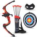 Bow and Arrow for Kids - Red Light Up Kids Archery Set with MASK, 6 Suction Cup Arrows, Target, 3-Belt Quiver - Indoor Outdoor Boys Toys Gift for Kid Girls Children Age 6 7 8 9 10-12 Year Old