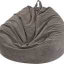 Nobildonna Bean Bag Chair Cover (No Filler) for Kids and Adults,Beanbag Stuffed Animal Storage Without Filling Plush Toys Holder and Organizer Soft Premium Corduroy 200L (Warm Grey) (Medium(Cover Only))