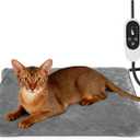 NICREW Cat Heating Pad, Temperature Adjustable Heated Cat Bed with Auto Shut Off Timer, Indoor Pet Heated Bed Mat for Small Dogs, 17.7 x 15.7 Inches (Gray)
