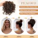 PEACOCO Messy Bun Short Curly Ponytail Extension Elastic Drawstring Loose Hair Bun Hair Pieces for Women with Thinning Hair High Temperature Synthetic Fiber Hair Bun Extension 80g, Light Golden Blonde