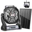 CONBOLA 20000mAh Solar Fan, Camping Fan with Solar Panel, 9W Rechargeable Solar Powered with LED Lantern for Outside, Quiet Battery Operated for Picnic, Barbecue, Fishing, Travel