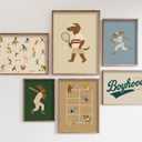 Sports Nursery Wall Art Vintage Athletic Boys Room Canvas Decor Baseball, basketball, football, Boys Room Pictures Animal Sports Poster Prints for Kids Bedroom Decor Artwork 8x10x6 Inch Unframed (10L" x 8W")