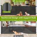 Reinforced 42" Tall x 195" Extra Long Baby Gates for Large Openings, Tall Retractable Baby Gates Extra Wide Dog Gate with Support Rods - Prevent Crawling Under, Indoor/Outdoor Retractable Fence, Black