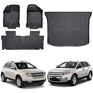 Floor Mats & Cargo Liner Compatible with Ford Edge 2007-2014 & Lincoln MKX 2007-2015,All Weather Protection,Waterproof,Anti-Slip TPE Trunk Mat Fit for 2007-2014 Edge/MKX 2015 Accessories