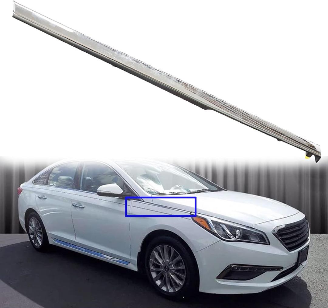 Right Front Chrome Garnish Molding Trim Replacement for 2015 2016 2017 Hyundai Sonata 87772-C1000