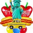 12 PCS New York Party Decorations Balloons/Statue of Liberty Balloons/Fabulous Sex City Chic Party/NYC Checkered Yellow Taxi Cab Balloon/Retro Urban Style Celebrations/Cityscape Photo Props