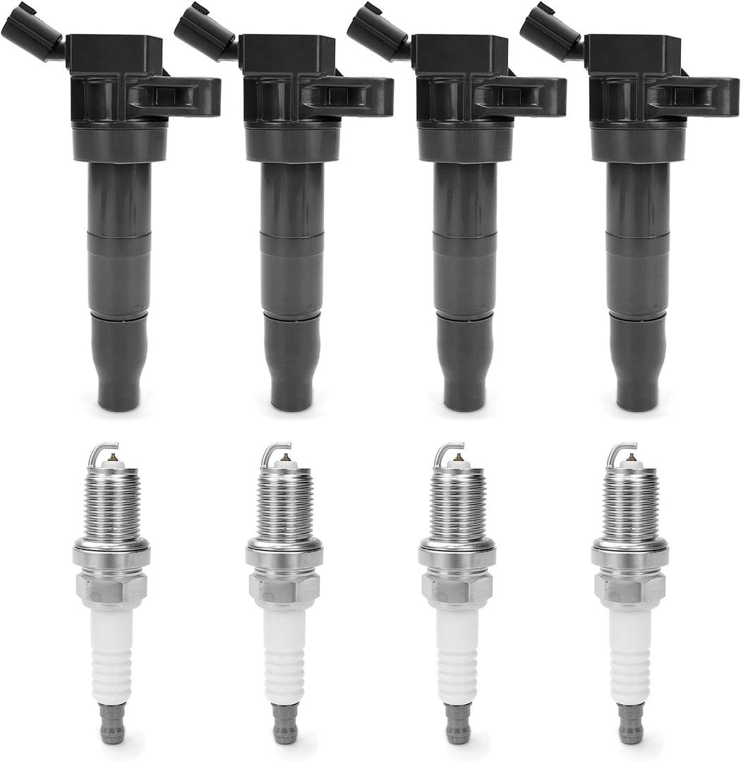 4x Ignition Coils and 4x Iridium Spark Plugs Compatible with Hyundai Santa Fe 2010-2012 L4 2.4L, Sonata 2009-2010 & Kia Forte 2010-2013, Optima 2009-2010 UF-611