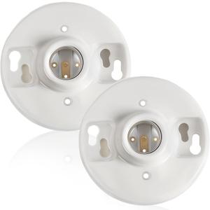 2 Pcs Medium Base E26 Lamp Holder Ceiling Light Sockets White Bulb Socket Incandescent Fluorescent CFL Lamp Holder 660w 250v (Porcelain)