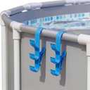Chumia 2 Pack Pool Pole Hanger with 3 Hooks, Adjustable Poolside Organizer for Above Ground Pool Accessories with Support Rod for Skimmer Net, Brush, Vacuum Hose, Cleaning Tools (Blue)