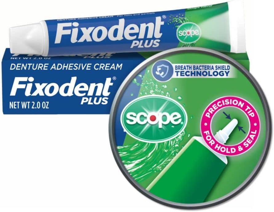 3 x Fixodent Plus Scope Precision Hold & Seal Adhesive Cream, 2 oz (Packaging May Vary)