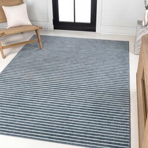 JONATHAN Y Aarhus High-Low Striped Indoor/Outdoor Area Rug 4x6, Navy/Ivory, Minimalist Geometric, Classic, Farmhouse, Cottage, Minimalist, Bedroom, Kitchen, Living Room, Non Shedding (SCN102A-4), 3'11" x 6'