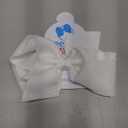 Wee Ones Girls' Classic Grosgrain Moonstitch Edge Hair Bow on a WeeStay Hair Clip, Matching Edge, Medium, White