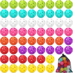 Coopay 60 Pack Practice Baseball 42mm Mini Plastic Hollow Softballs, Baseball Training Balls with Drawstring Bag for Indoor Outdoor Backyard Batting Practice