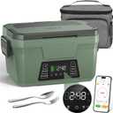 Monteka Cordless Electric Lunch Box for Adults, Rechargeable Heated Lunch Box with Scheduled Heating, Portable Food Warmer with Memory Function & Automatic Keep Warm, Christmas White Elephant Gifts (Dark Green)