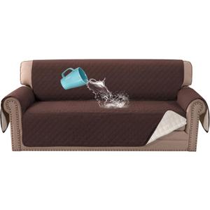 H.VERSAILTEX Couch Cover, Sofa Covers for 3 Cushion Couch, Dog Couch Cover Protector, Furniture Covers for Pets, 100% Waterproof Cover with Non-Skid Backing & Elastic Straps(Sofa, Chocolate)