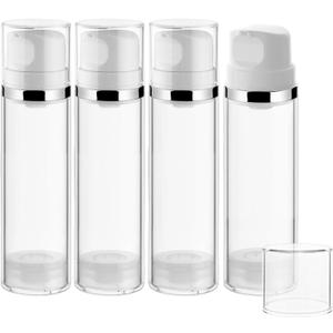 4 Pcs 150ml/5oz Airless Pump Jar Refillable Vacuum Pump Dispenser Bottles Travel Cosmetic Containers for Lotion Essence Shampoo Toiletries