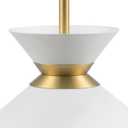 Globe Electric 1-Light Pendant Light, Matte Brass Finish, White Tapered Metal Shade with Ring Detail, Adjustable Rods, Dimmable, E26 Base, 67000197, 14x14x60 inches