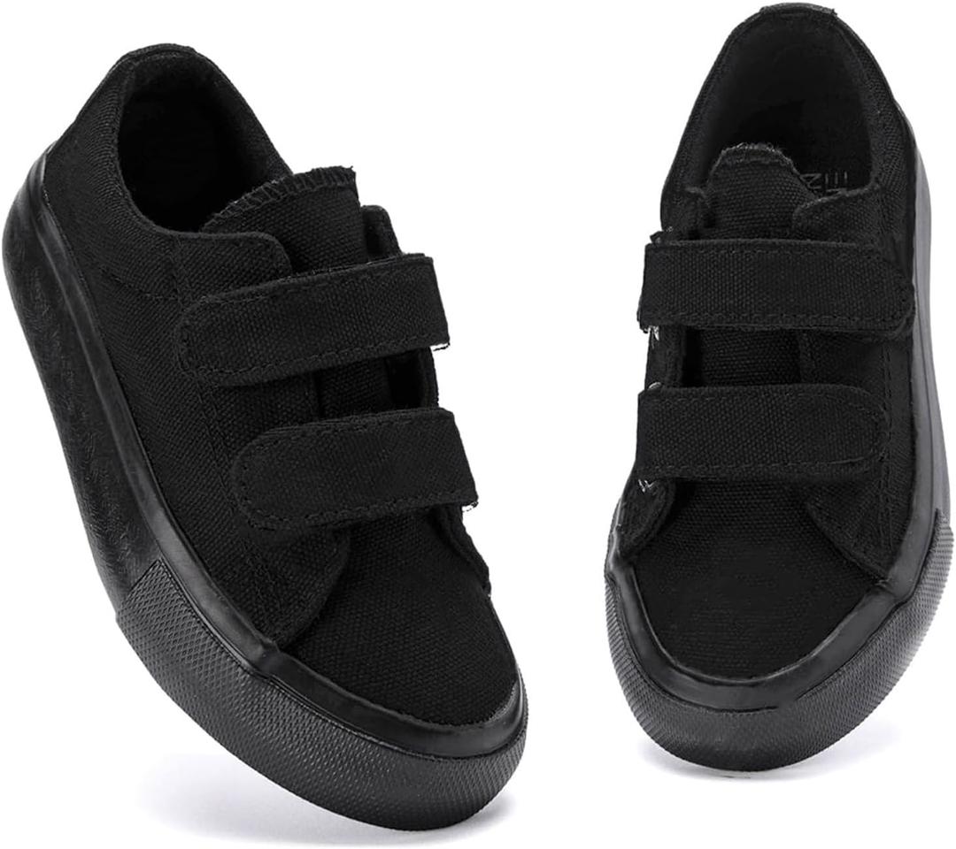 Toddler Sneakers Canvas Shoes for Boys & Girls (All Black)