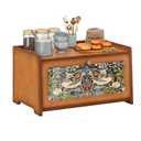 Trironsun Bamboo Bread Box for Kitchen Counter Black Bread Storage Container with Acrylic Door William Morris Flower Bird Design Farmhouse Breadbox Organizer (Brown, 1 Layer)