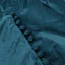 Throw Pillow Cases 18x18 Teal: 2 Pack Cozy Soft Pom-poms Velvet Square Decorative Pillow Covers for Farmhouse Home Decor