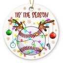 Baseball Christmas Ornaments 2026 - Idea Gifts for Baseball Lovers, Players, Teams, Friends - Tis The Season with Sports Ornaments for Christmas Tree Decorations - Xmas Tree Hanging Decor, Pack Of 2