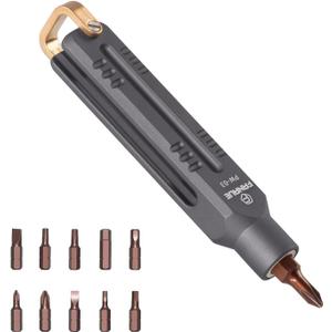FANAUE EDC Precision Screwdriver Set, Magnetic Mini Screw Driver with 10 S2 Steel Bits & Portable Aluminum Handle, Compact Multi-Bit Pocket Tool for Electronics, Household Fixes, and DIY Projects