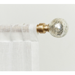 EXCLUSIVE HOME Silver Aged Sphere 1" Curtain Rod and Coordinating Finial Set, Gold, Adjustable 36"-72"