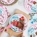 48Pcs Gender Reveal Decorations Boots or Bows Baby Gender Reveal Plates Napkins Forks Decorations Set for 16 Guests (blue and pink)