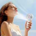 Mini Handheld Fan With Water Mist, Outdoor Portable Misting Fan Rechargeable, Water Spray, Hand Held, 2000mAh Battery Powered, Powerful & Ultra Quiet, for Travel, Sleeping, and Desk, White