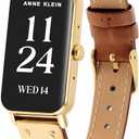 Anne Klein Connect It Illume Smartwatch Set, Brown/Navy Blue/Gold, Band Length: 9". Case width: 25mm. Band width: 16mm