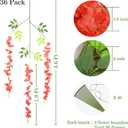 BLEUM CADE 36Pcs Red Fake Wisteria Hanging Flowers, 3.6Ft/Pcs Artificial Wisteria Garland, Hanging Flowers for Wedding Party Home Backdrop Wall Decoration
