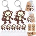 60 Pack Monkey Party Favors Include 20 Keychains + 20 Thank You Tags + 20 Goodie Bags for Monkey Lover, Birthday Return Gift, Safari Jungle Zoo Animal Party, Wild One Party