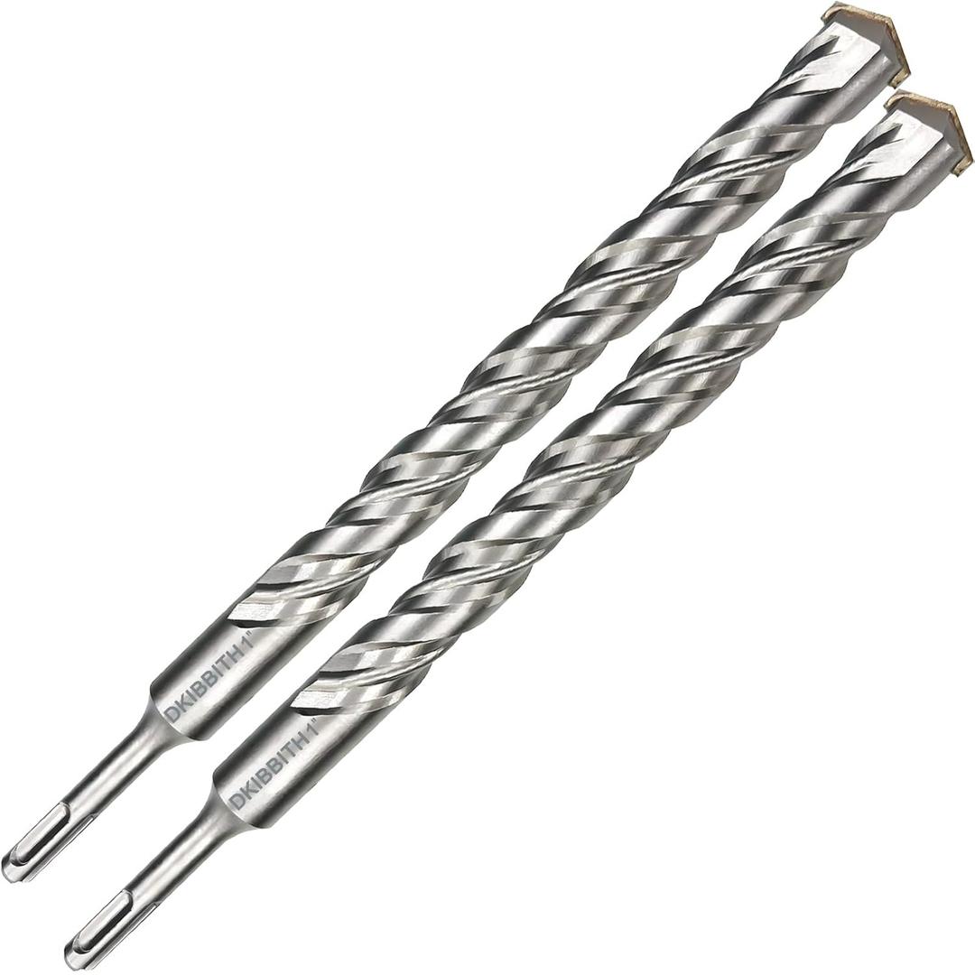 2-Pack SDS Plus Masonry Drill Bits 1Inch x 12 Inch Long Rotary Hammer Drill Bits Carbide Tipped for Concrete Brick Cement Stone Block.