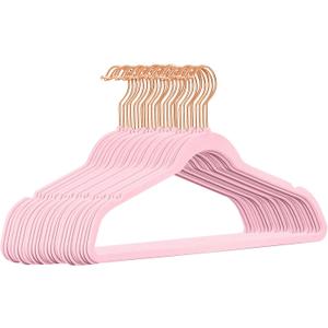TIMMY Velvet Hangers  Suit (50Pack) Ultra Thin Coat Hangers with Heavy Duty Construction, Holds up to 10 Lbs  Blush Pink/Rosegold Finishes