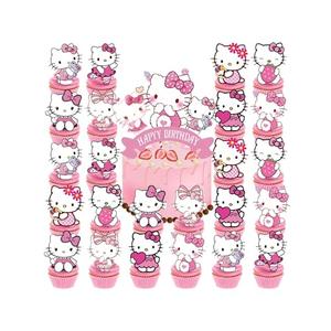 25 Pcs Cat Cupcake Toppers, Happy Birthday Décor, Cupcake Decorations for Kids' Birthdays Party Supplies Decorations (E color)