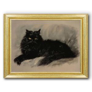 Gold Framed Vintage Dark Academia Black Cat Canvas Wall Art 8"x10"