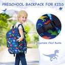 RAVUO Kids Backpack for Girls Boys, Cute Toddler School Bag Bookbag W Chest Strap