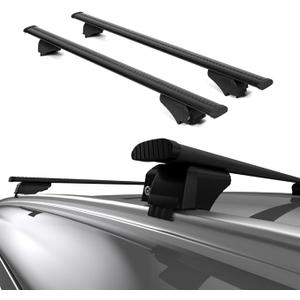 Universal Roof Rack Cross Bars - 42 to 56" Crossbars Fits Flush Roof Rail Cars & SUVs | Adjustable Aluminum Aero Bars for Rooftop, Luggage, Cargo Carrier, Canoe, Kayak, Bike, Size: 42" | Black