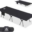 YOUGYM CAMPNACHT Ultralight Camping Cot with Leg Extenders, Aluminum Lightweight Folding Cot for Adults, Portable Backpacking Compact Tent Cot for Outdoor, Hiking, 1 Pack with 2 Use Modes, Black