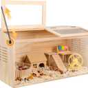Wooden Hamster Cage,40" L x 20" W x 20" H Animal Cabinet for Dwarf Syrian Hamsters Degus, Hamster Habitat with Openable Top and Large Acrylic Sheets.