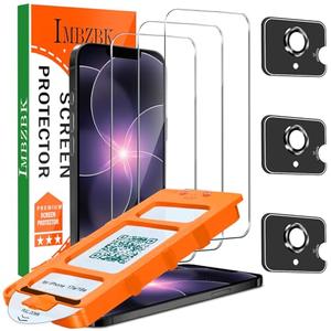 IMBZBK [Auto-Dust Removal] 3 Pack Screen Protector for iPhone 17e / iPhone 16e Accessories, Case Friendly Film, Military Grade Shatterproof Tempered Glass 3 Camera Lens Protector, Easy Installation