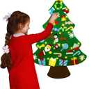 2 x Flechllary 3ft DIY Felt Christmas Tree for Toddlers, Set Plus Snowman Advent Calendar with 33 Removable Ornaments, Wall Hanging Xmas Gift for Kids with String Lights (Batteries Not Included)