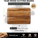 Extra Large Teak Wood Cutting Board 20inch for Kitchen Non Slip Feet Over Sink Butcher Block Chopping Board Nice Solid Thick Wooden Juice Groove Big Xl XXl large Best Hardwood Kitchen Counter Organic, 20"L x 14"W