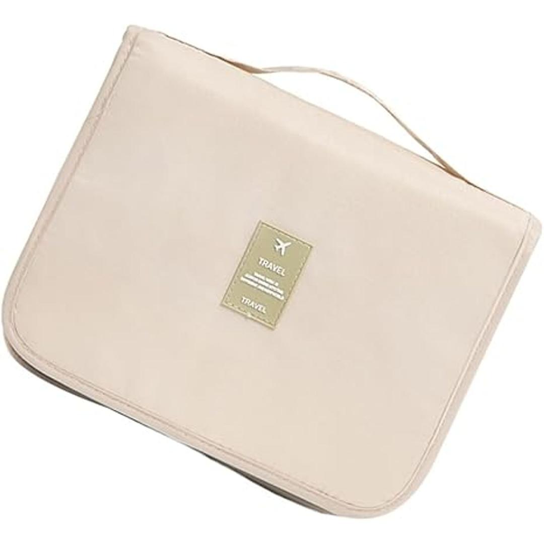 2 Pcs Travel Cosmetic Bag Makeup Bags Multipurpose Makeup Pouch Wash Bag Holiday Necessities Fold, Beige