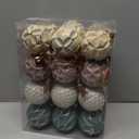 Syhood 24 Pcs Neutral Textured Christmas Ball Ornaments 2.4 Inch Vintage Boho Sage Green Ivory Nude Mauve Xmas Bulbs Rustic Distressed Xmas Baubles Antique Farmhouse Modern Christmas Decor for Tree